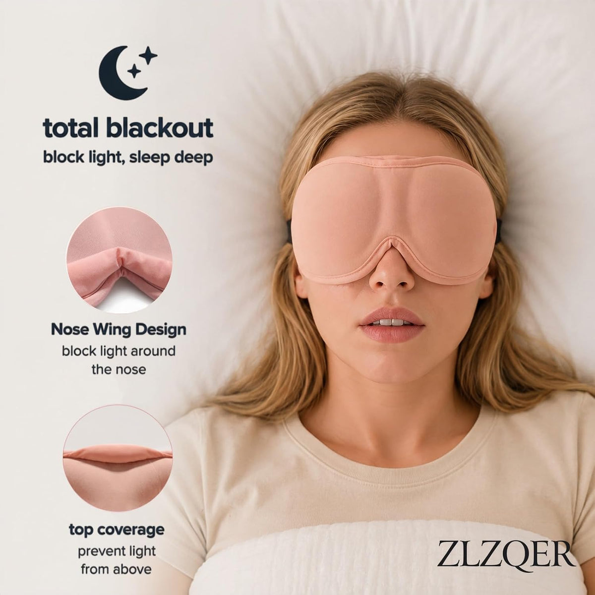 Ultra-Thin 3D Sleep Mask for Side Sleepers Women Men, Contoured Eye Mask for Lash Extensions, Light Blocking, Soft Breathable Lightweight Eye Mask for Sleep, Travel, Meditation,Airplane (Black)