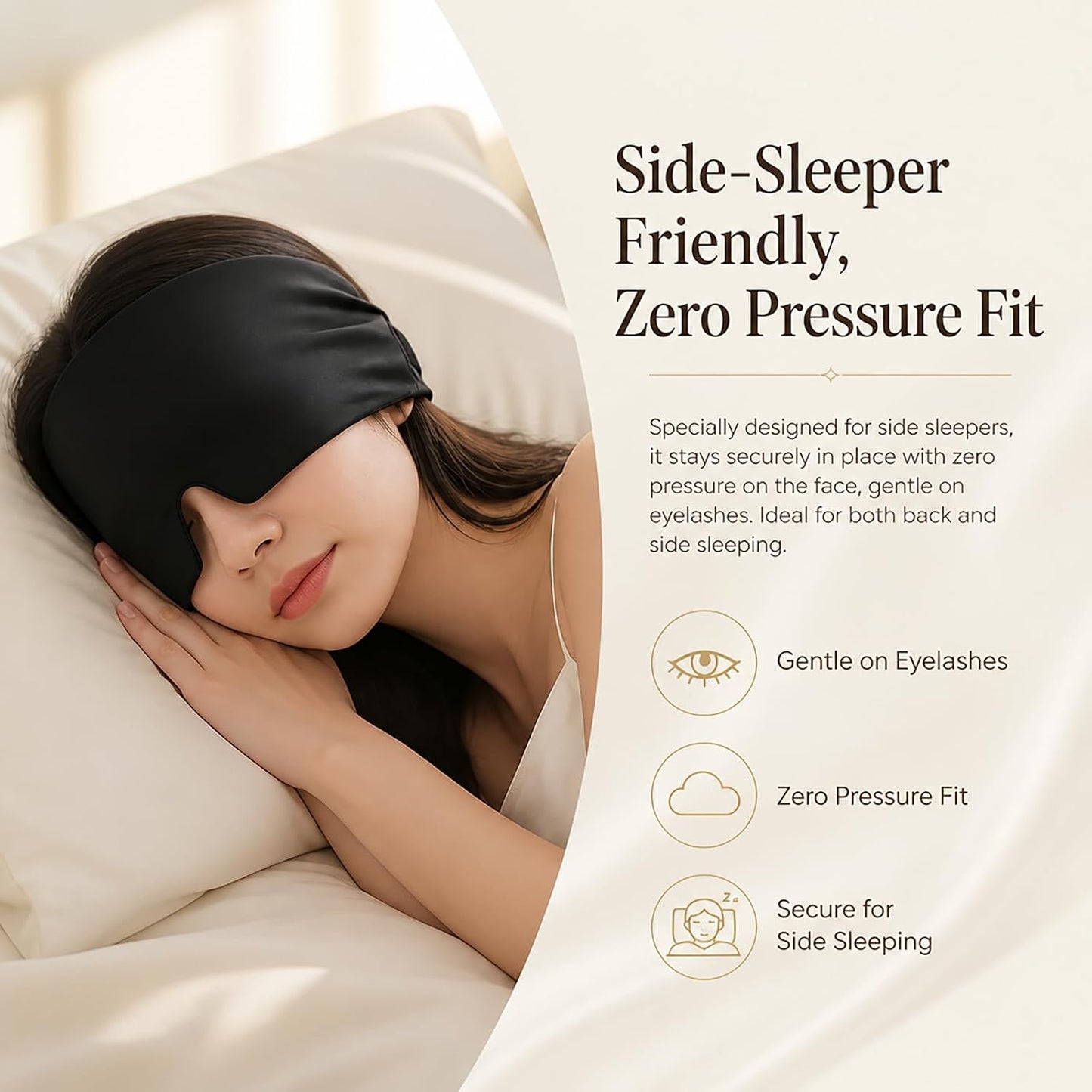 Sleep Eye Mask Suitable for Both Lying Flat Side Sleeping Provides Protection Day Night Unisex Blackout Mask Sleepers Cooling Gel Material Gentle Bbreathable Refreshing