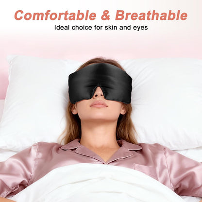 VOCOSTE 3D Pure Silk Sleep Mask with Travel Pouch, Black