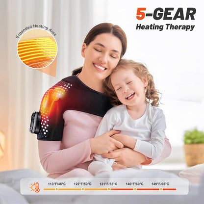 Cordless Shoulder Massager with Heat and Vibration, 3 Heat & 3 Vibration
