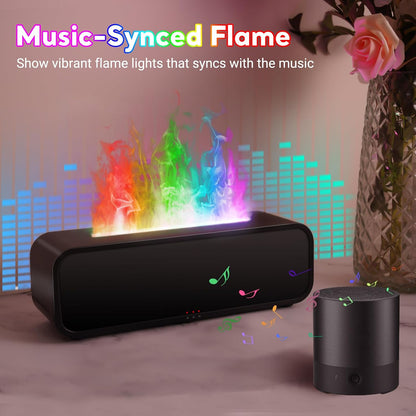 Colorful Flame Air Aroma Diffuser Humidifier, Upgraded 7 Flame Colors Noiseless Essential Oil Diffuser for Home,Office,Yoga with Auto-Off Protection 180mL (8Hours Black)