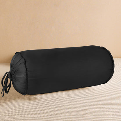 SAHARBEDDINGS 2 Pieces Cervical Neck Roll Pillow Cover with Cotton Bolster Pillowcases for Cylindrical Cushion and Drawstring Closure Round Neck Pillowcase (Plum, Roll Pillow 18x3 Pack of 2)