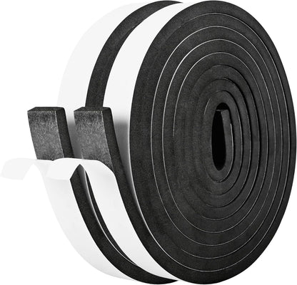 Kikerike Self Adhesive Foam Tape Weatherstrip 1/2In x 1/4In x 42Ft High Density Foam Insulation Strips Seal Weather Stripping with Strong Adhesive for Door and Window Sound Isolation Soundproofing
