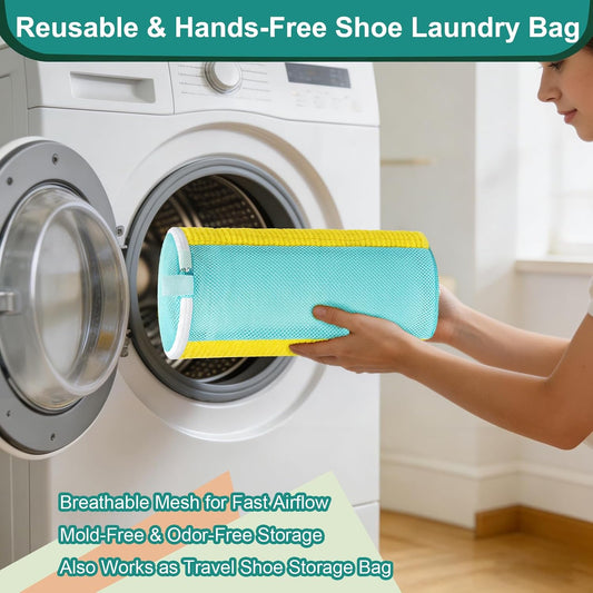 Shoe Washing Machine Bag Laundry Shoe Bag for Washer and Dryer Reusable 2pc Shoe Cleaning Bags for Sneakers 360 Deep Cleaning for All Shoes Types with Invisible Zipper