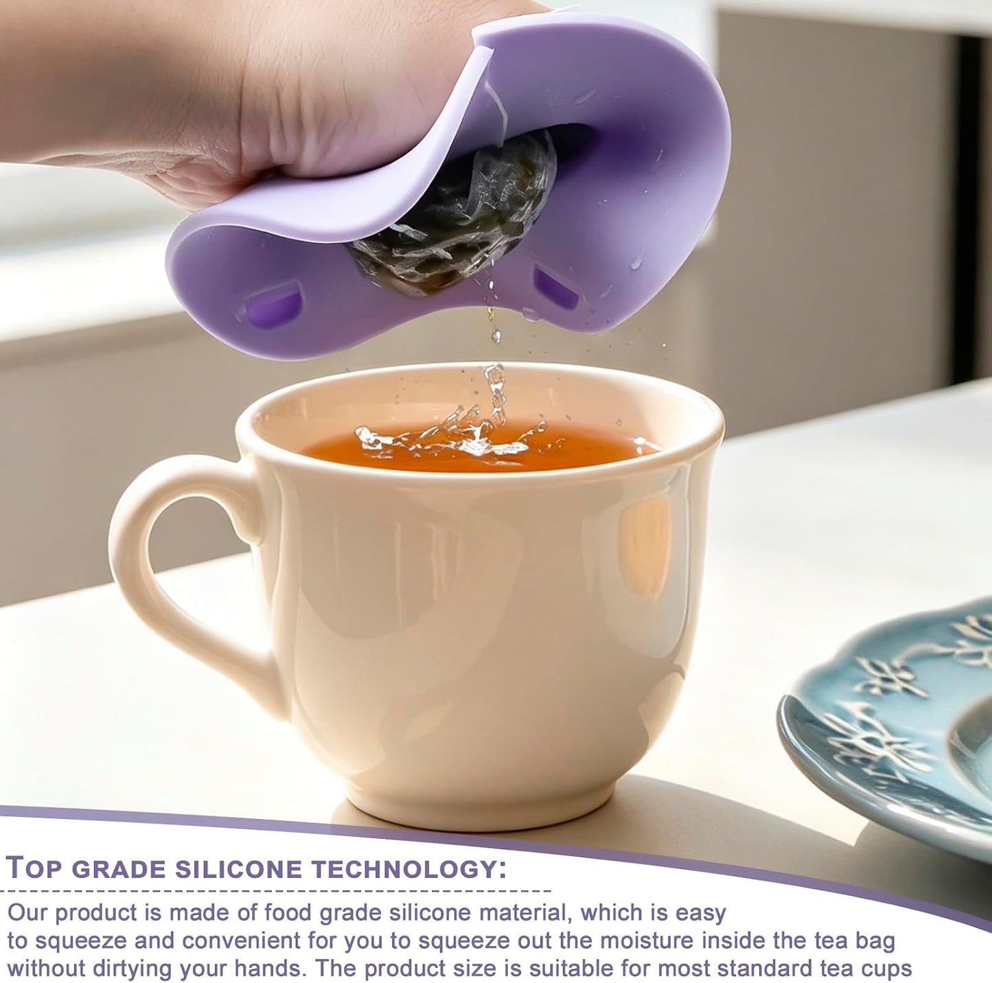 Enenes 4 Pack Silicone Tea Bag Holder and Squeezer, 4 Inch Cat-Shaped Cup Lid Cover for Tea Bags, Reusable Dishwasher Safe Mug Cover for Tea Cups and Coffee Mugs