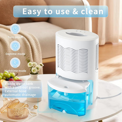 Small Dehumidifier for Bedroom up to 1000 Sq.Ft with Drain Hose, 68 OZ, Auto Shut-Off, Mini Dehumidifier with 7 Color ambient Lights for Bathroom, Basement, Closet, Garage, RV