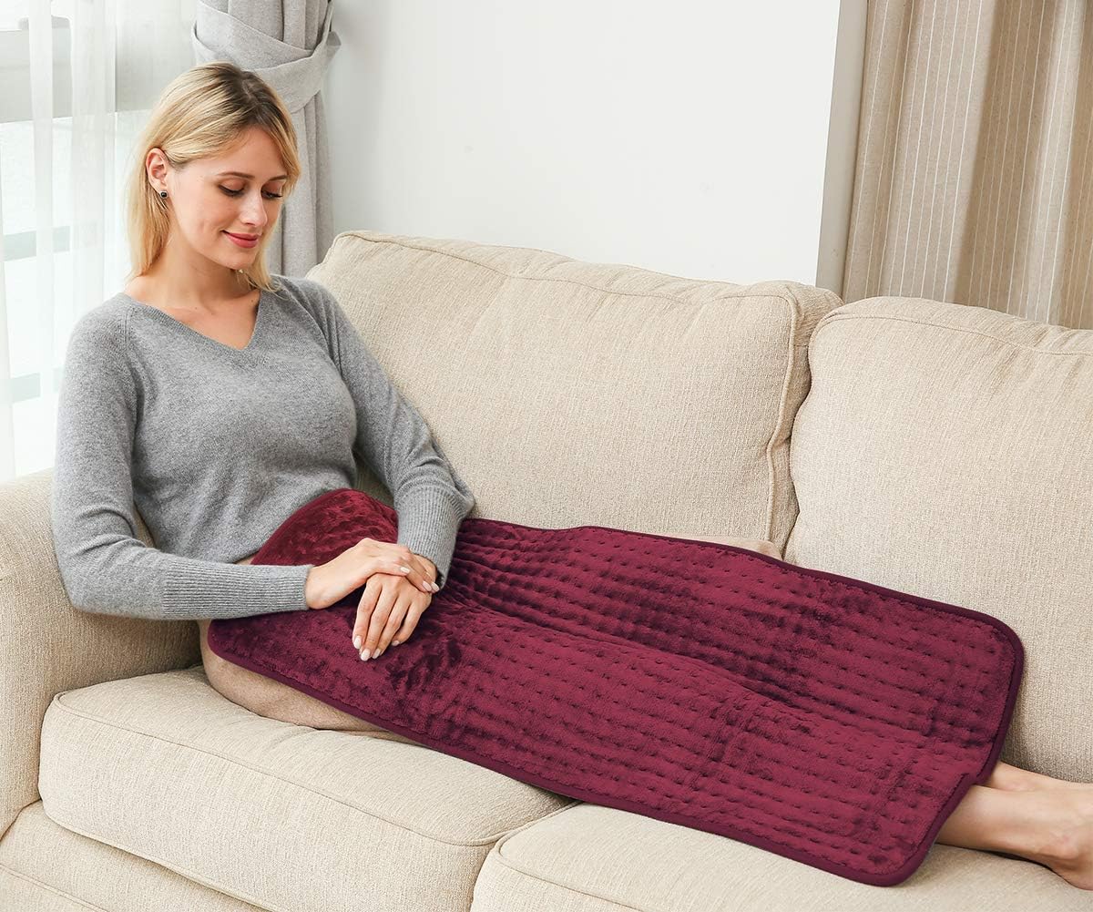 Ambershine 19''x24'' Weighted Neck & Shoulder Heating Pad, 2.5lbs with 12 Temperature Settings& 4 Auto-Off Timers, Pain Relief for Neck/Shoulder/Back(Gray&Blue)