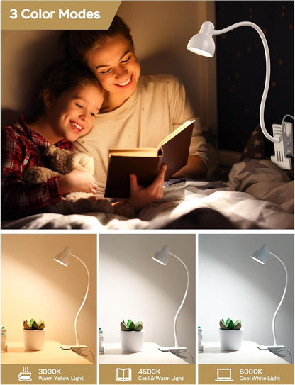 Clip on Reading Light for Bed 3 Color Modes Teal