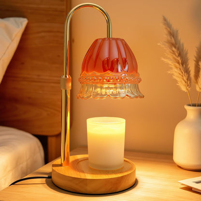 Candle Warmer Lamp with Timer,Birthday Gifts for Women Home Decor | Timer Dimmable,Height Adjustable,Glass Lampshade,Holiday Gift,Includes 2 Bulbs