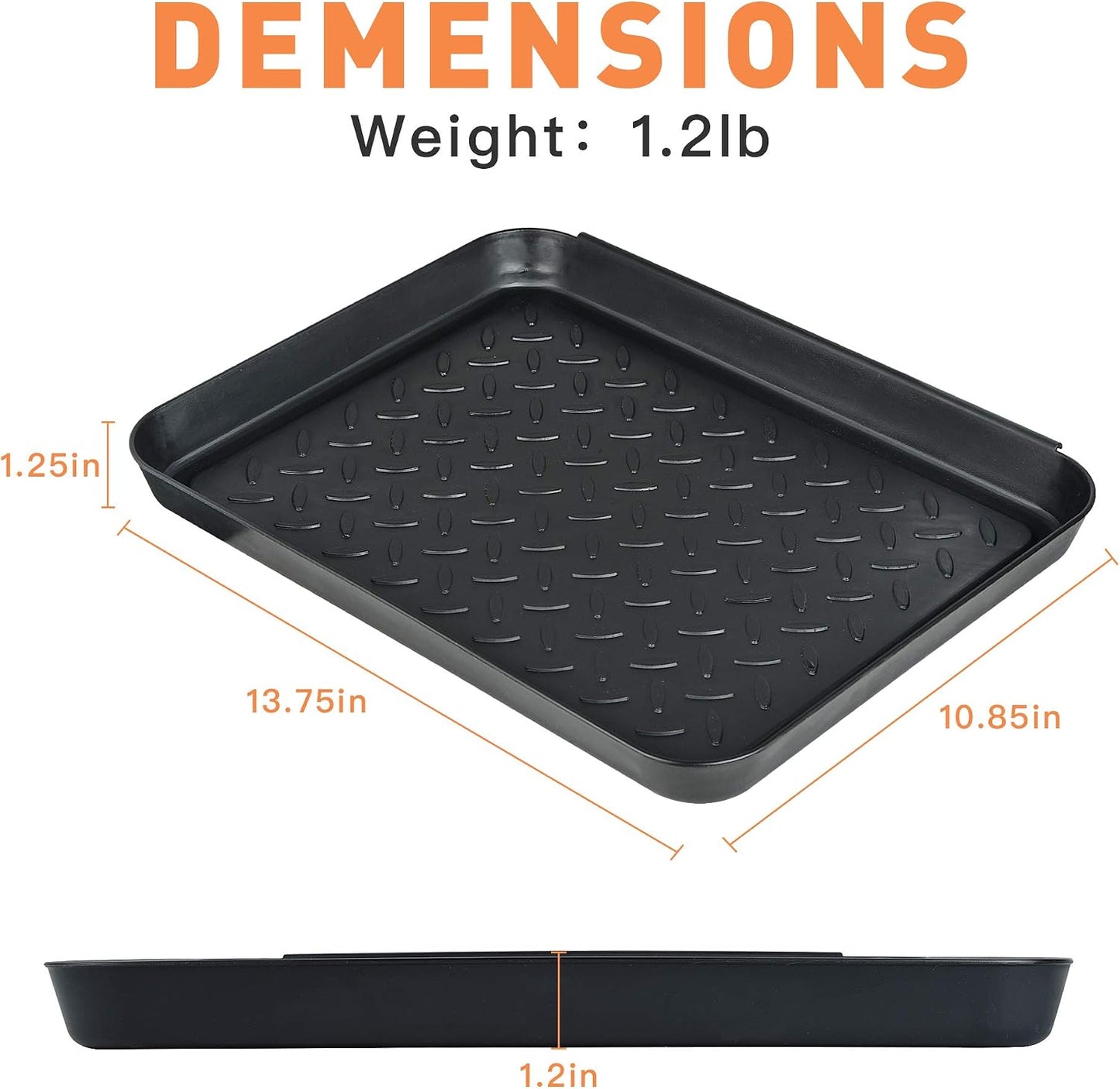 Set of 3 Square Boot Tray, Plastic Utility Shoe Mat Tray, 13.7x10.6x1inch | Black Multi-Function Boots Drying Pad for Entryway Indoor and Outdoor Use in All Seasons