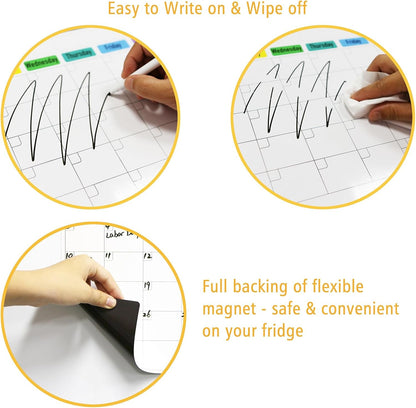 Magnetic Dry Erase Calendar for Fridge: Pack of 2-14.6” x 11.6” Magnetic Monthly and Weekly Planner for whiteboard, Family Organizer and Schedule Board for Home and Office