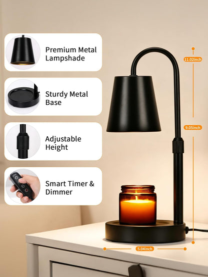 Dimmable Black Candle Warmer Lamp with Timer for Jar Candles