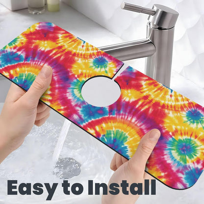 Wildflowers Floral Flower Kitchen Sink Splash Guard Faucet Mat Super Absorbent Fast Drying Mat Sink Gadgets-Fast Drying Pad Sink Mat For Kitchen Bathroom (15" X 5.5" )