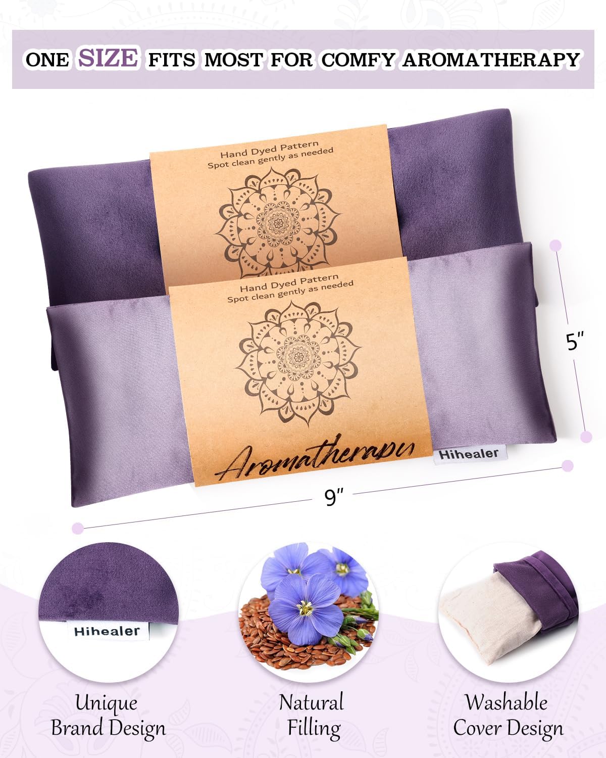 Relaxation Gifts for Women, Weighted Eye Mask for Sleeping, Yoga, Spa, Meditation, Lavender Eye Pillow Heated for Headache, Sinus & Dry Eyes Relief, Moist Heat Mask, Birthday Gifts for Mom (Purplex4)