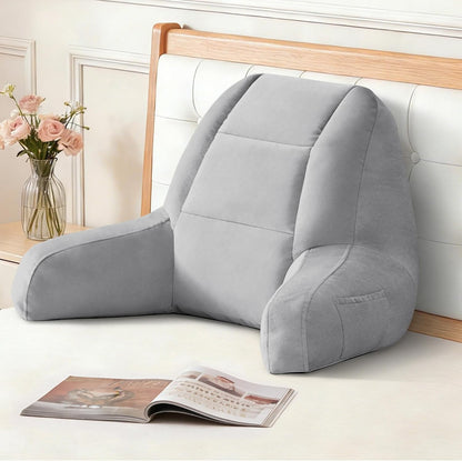 IASEAHK Reading Pillow, Back Pillow for Bed Sitting Up, Light Grey, 18 Inch