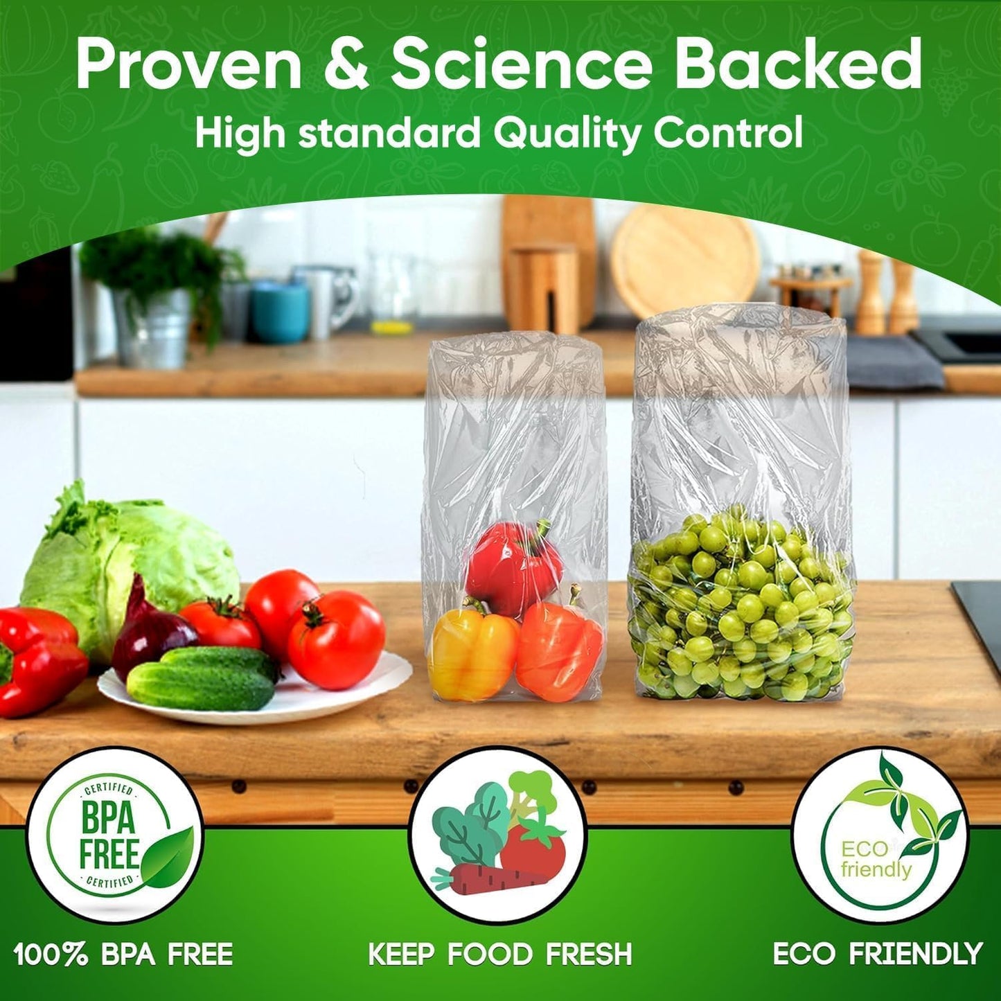 30-Pack (15M, 15L) Reusable Produce Bags for Refrigerator with Twist-Ties | Extend Shelf Life, Keeps Fruits, Vegetables & Herbs Fresh Longer, Reusable Vegetable Bags