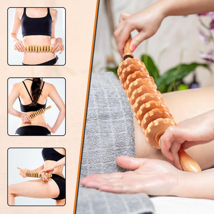 KintKita Wood Therapy Massage Tools,Back Wooden Massage Roller Rope Tool Maderoterapia Kit Professional Cellulite Massager for Body Shaping, Contouring,Back Neck Leg Muscle Relief