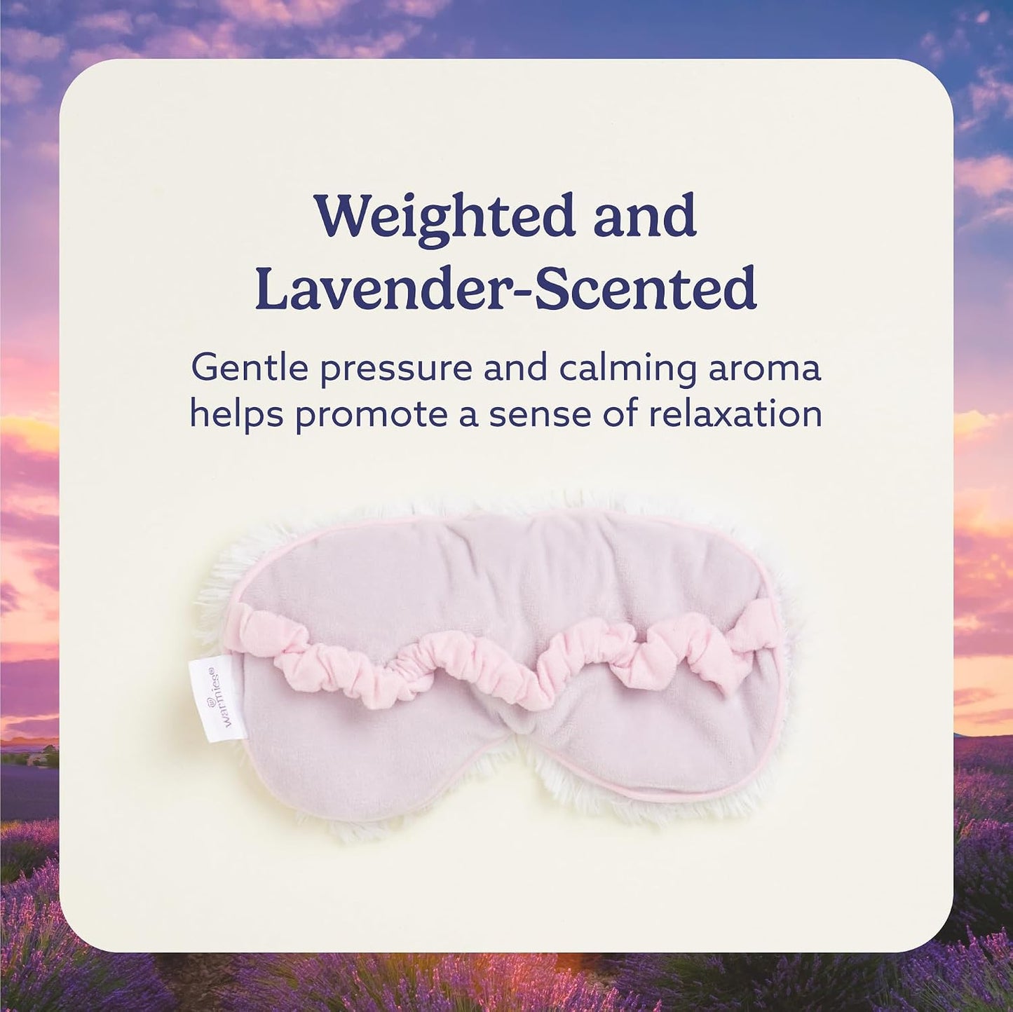 warmies Microwavable Eye Mask for Warmth & Comfort - Heating & Cooling Compress for Calming Relaxation - Weighted & Heated Eye Mask with Scented Lavender for Sleeping - Snowy