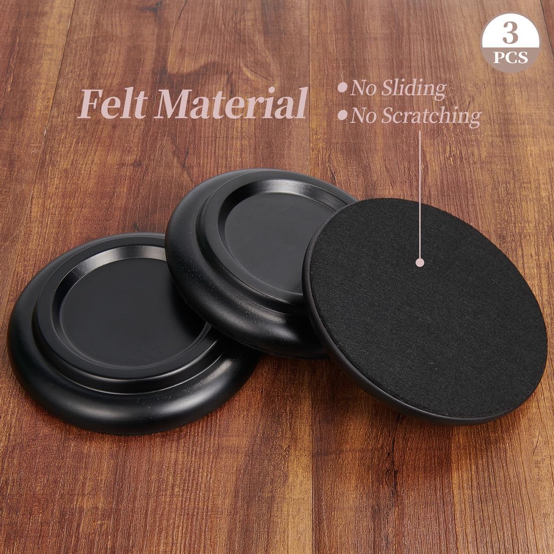 Piano Caster Cups Grand Piano Caster Cups Piano Leg Hardwood Cups Pads for Grand Piano (Wood Black, Set of 3)