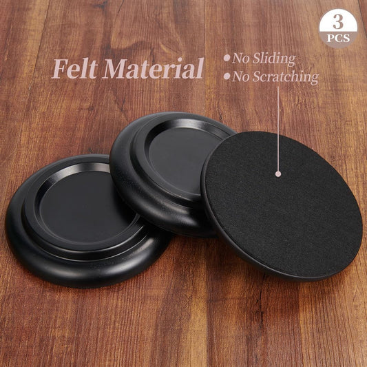 Piano Caster Cups Grand Piano Caster Cups Piano Leg Hardwood Cups Pads for Grand Piano (Wood Black, Set of 3)
