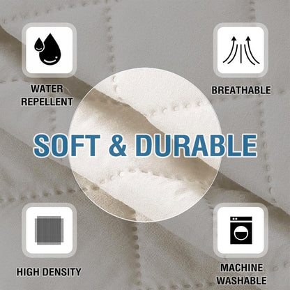 H.VERSAILTEX Water Resistant Armrest Covers for Sofa, 2 Pack, Ivory/Beige | Waterproof Armchair Caddy, Couch Arm Covers Remote Control Holder Sofa Armrest Organizer for Magazine, Tablet, Phone, iPad