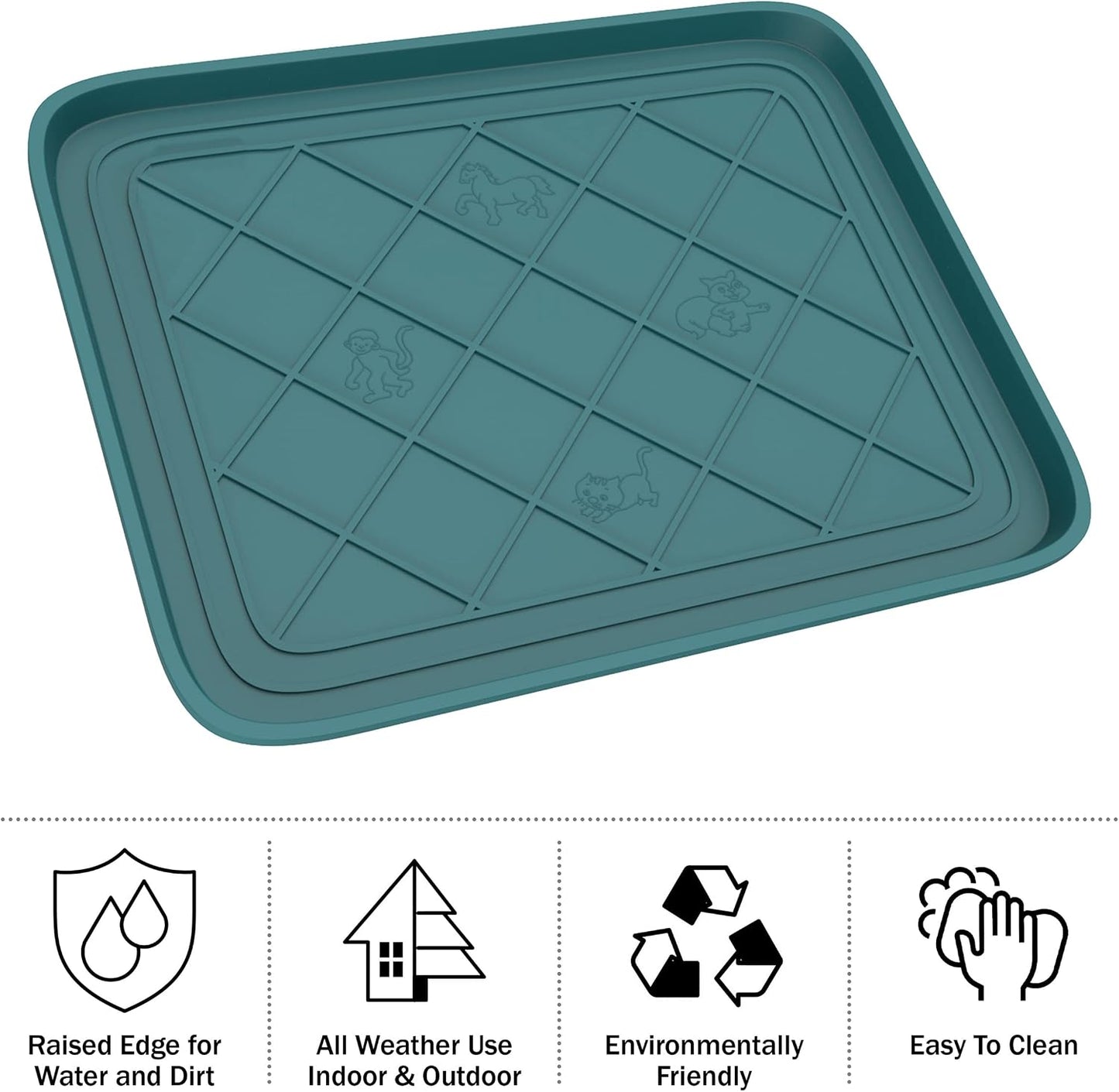 All-Weather Boot Tray - Water-Resistant Plastic Mud Pan, Pet Food Tray, and Outdoor or Indoor Shoe Mat for Entryway by Stalwart (Black)