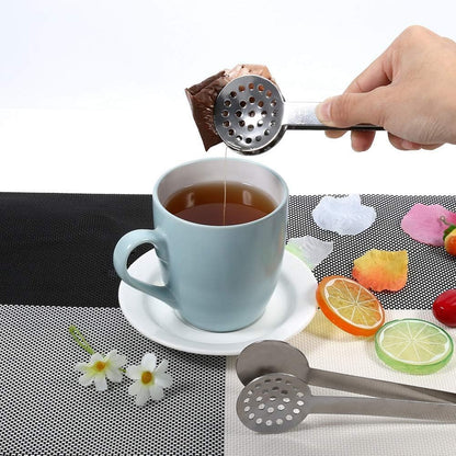 2Pcs Tea Bag Squeezer Tongs, Round Tea Bag Squeezer 2Pcs Stainless Steel Teabag Squeezer Strainer Holder Grip Metal Spoon Mini Sugar Clip for Home