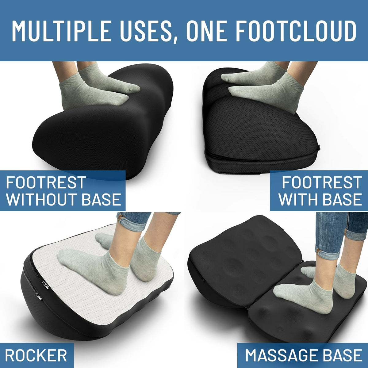 Everlasting Comfort Foot Rest for Under Desk at Work - Memory Foam Office Foot Stool & Under Desk Footrest Leg Elevation Pillow for Gaming & Home Office, Supports Posture