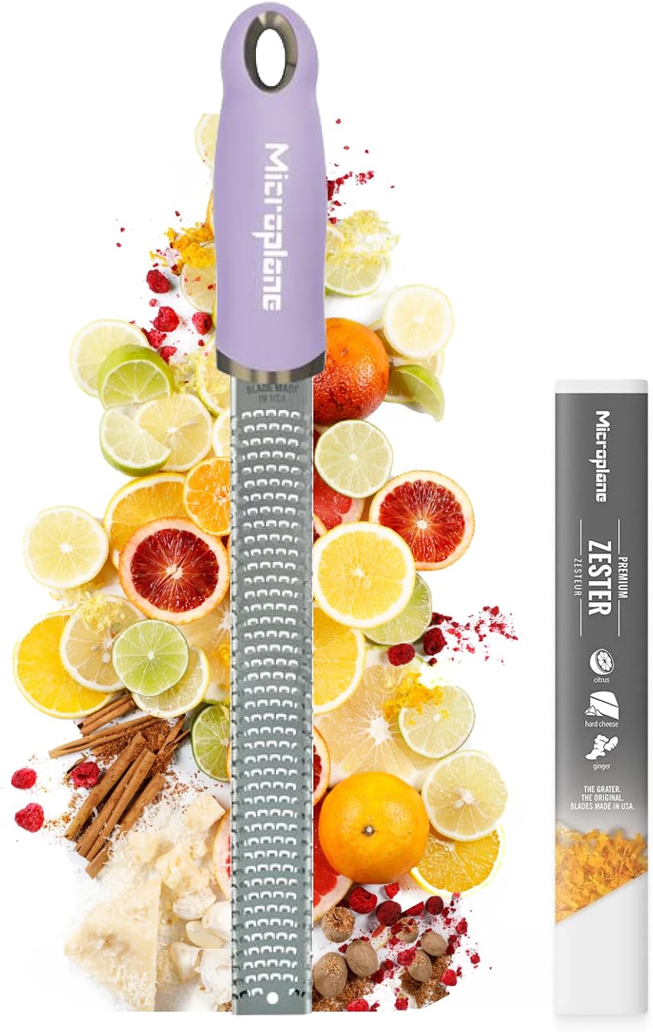 Premium Classic Series Zester - Lipstick Pink | Lemon Zester tool, Hard Cheese & Vegetable Grater | For Citrus, Parmesan Cheese, Garlic, Ginger, Nutmeg | Fine Stainless Steel Blade, Made in USA