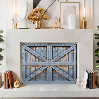 Magnetic Fireplace Cover Barn Gate Fireplace Screen Decorative Farmhouse Wood Grain Walls Door Insulation Fireplace Blocker Save Energy Fireplace Draft Stopper Covers for Living Room 36x30 Inch