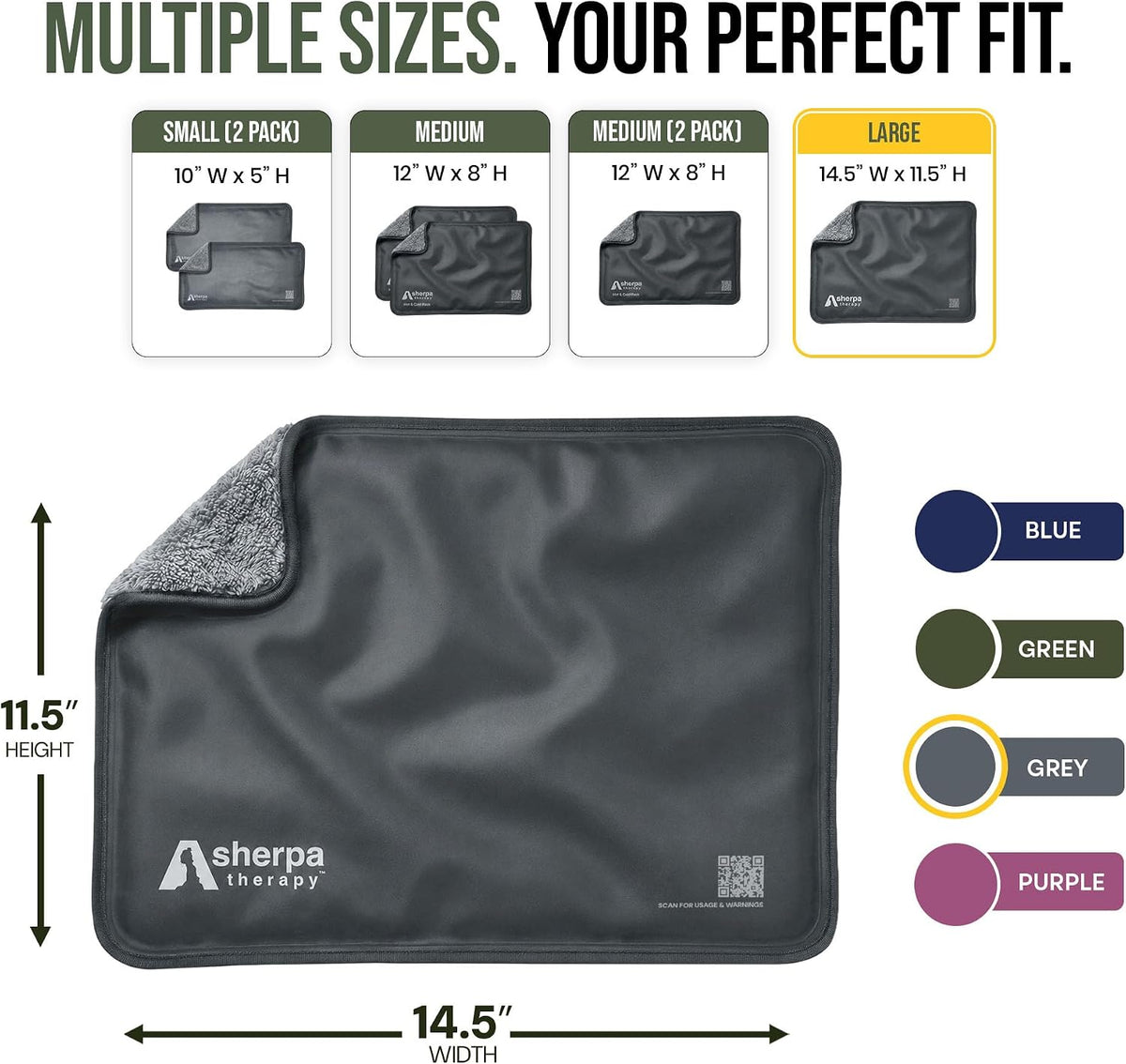 Medium Flexible Gel Ice Packs Reusable - Hot and Cold Soft Ice Packs for Injuries Reusable for Ankle, Arm, Foot, Leg, Back Pain Relief - 8" x 12" - Purple