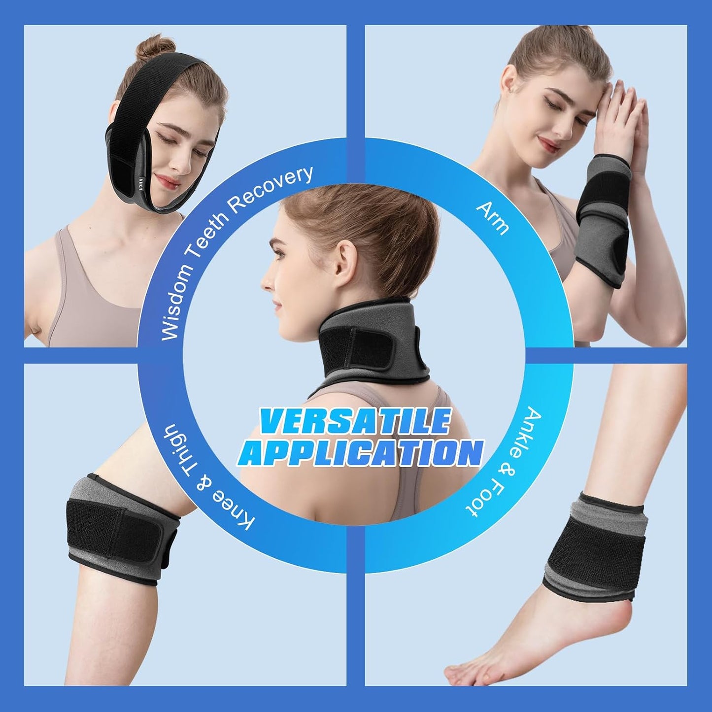 Neck Ice Pack Reusable Soft Gel Wrap Ice Collar for Neck, Wisdom Teeth Ice Pack Head Wrap Face Jaw Versatile Cooling Cold Compress for Cervical Injuries Pain Surgery Recovery