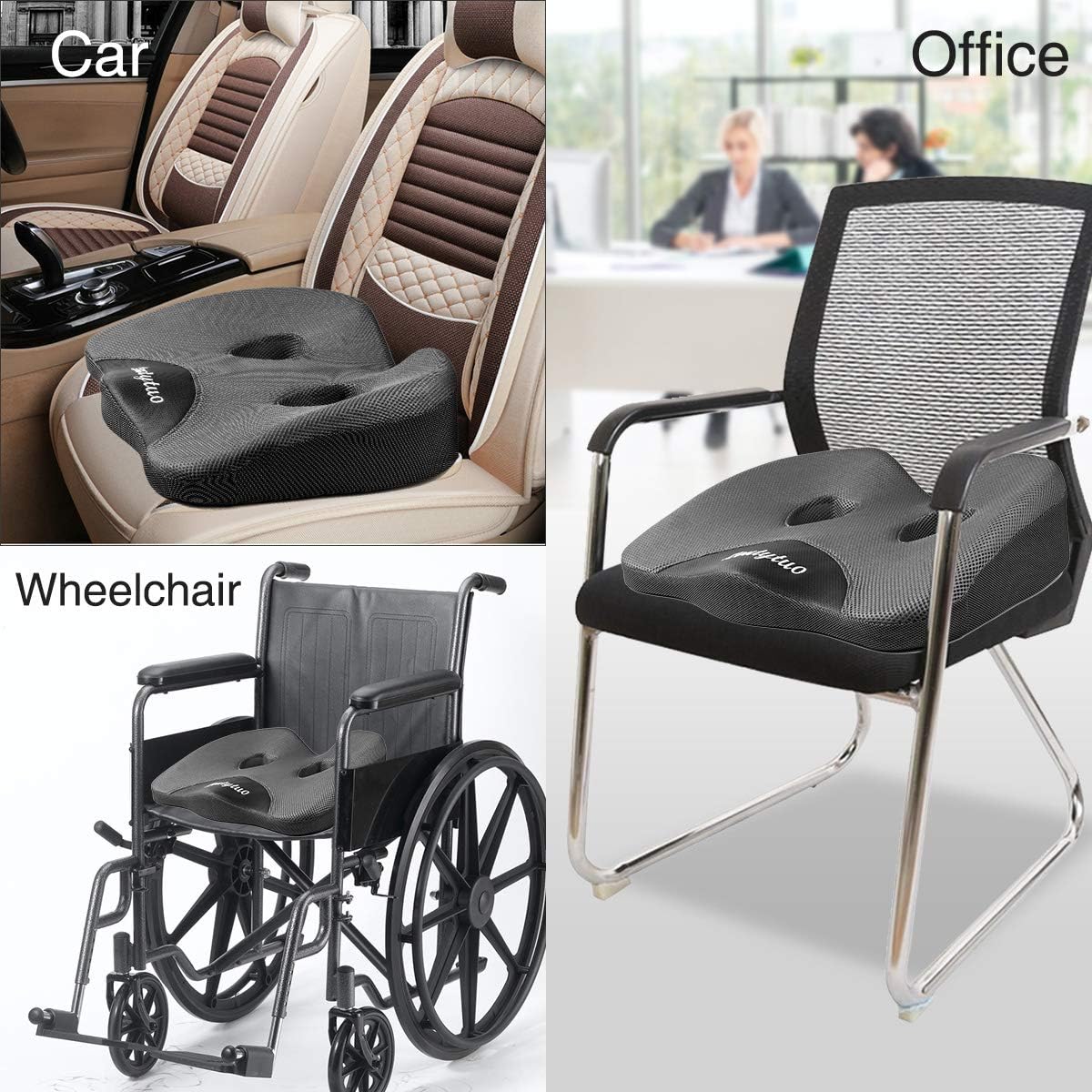 LOUTYTUO Seat Cushion Pillow,100% Memory Foam and Washable Cover,for Office Chair,Car Seat and Wheelchair, Soft Support Seat Cushion
