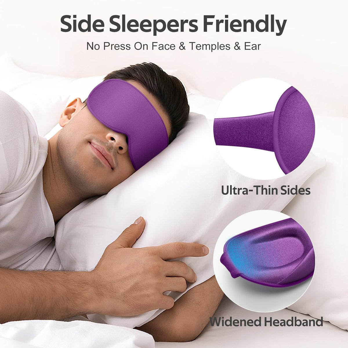Vynix® Sleep Mask for Men Women - 100% Blackout Eye Masks for Sleep - 3D Soft Sleeping Mask for Side Sleepers - Zero Pressure Lash Extensions Eye Cover Shade for Airplane Travel Essentials, Black