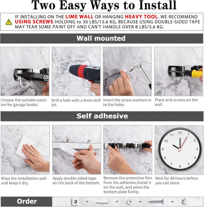 AceMining Broom Holder Wall Mount, 5 Racks 4 Hooks Heavy Duty Mop Organizer | Mop Holder Wall Mount and Broom Hanger for Garage, Laundry Room, Kitchen and Utility Storage