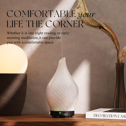 Porseme Oil Diffuser 3D Glass Aromatherapy Ultrasonic Humidifier, Air Refresh Auto Shut-Off, Timer Setting, BPA Free for Home Hotel Yoga Leisure SPA Gift 150ml Last 6H - Colors A