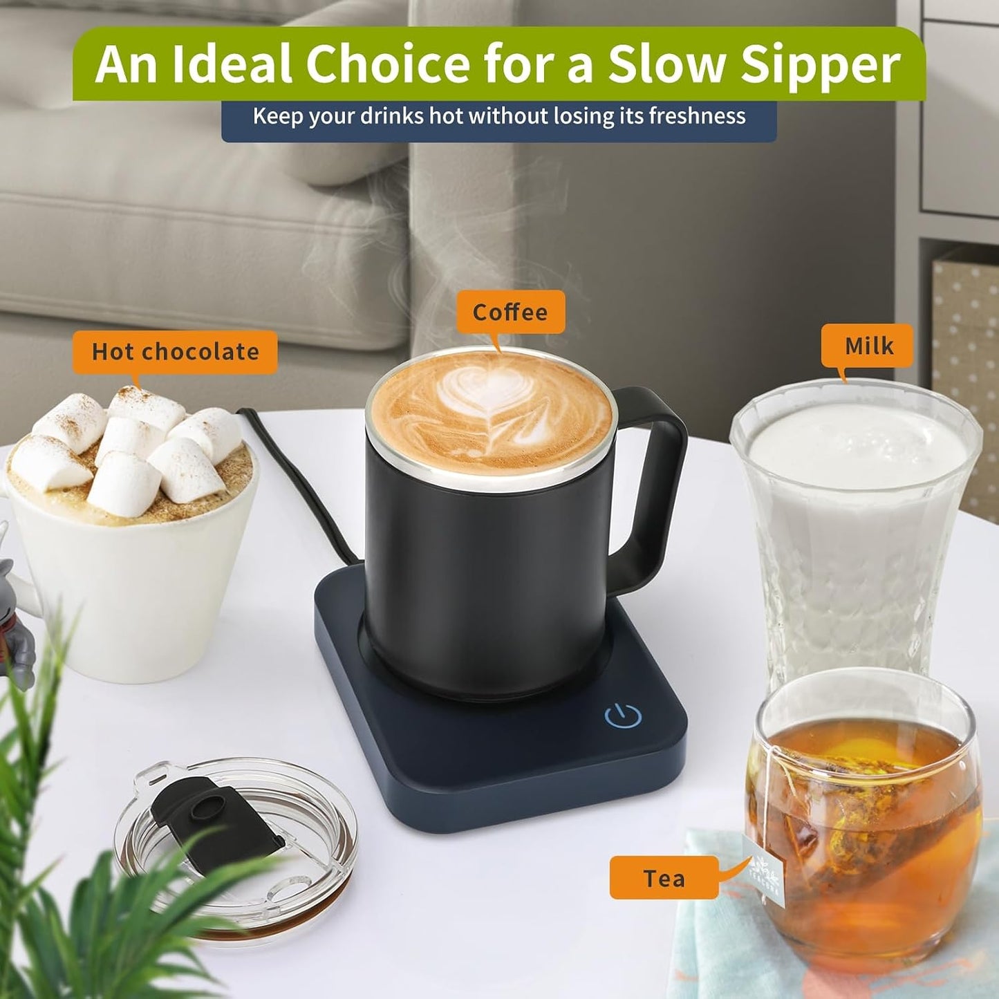 VOBAGA Coffee Mug Warmer Set with Auto Shut Off, 15 oz Coffee Mug Gift Set & 3 Temperature Settings Home Office Desk Accessories Valentine's Day Gift