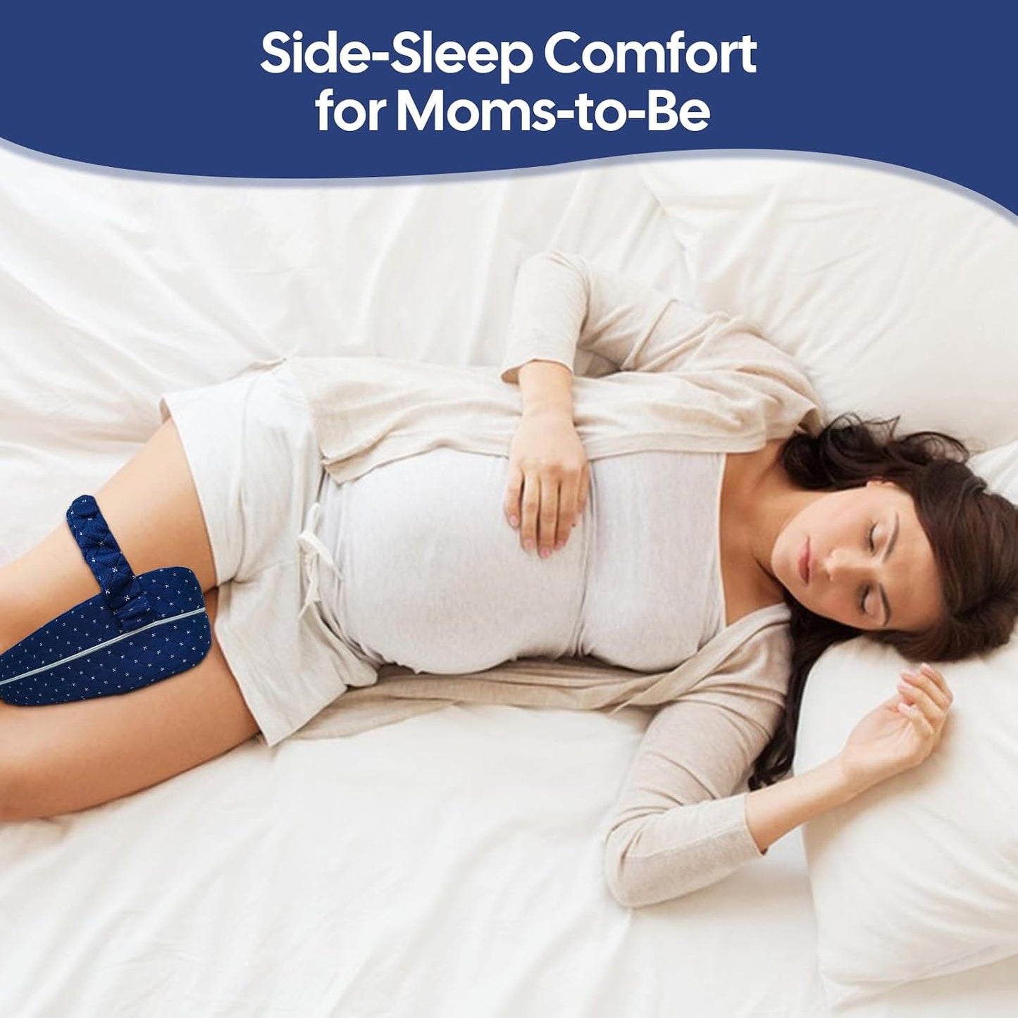 Alignment Pillow for Side Sleepers, Spine Alignment Pillow, Smooth Spine & Knee Pillow for Side Sleepers, Memory Foam Leg Pillow with Strap for Hip, Spine, and Knee Alignment