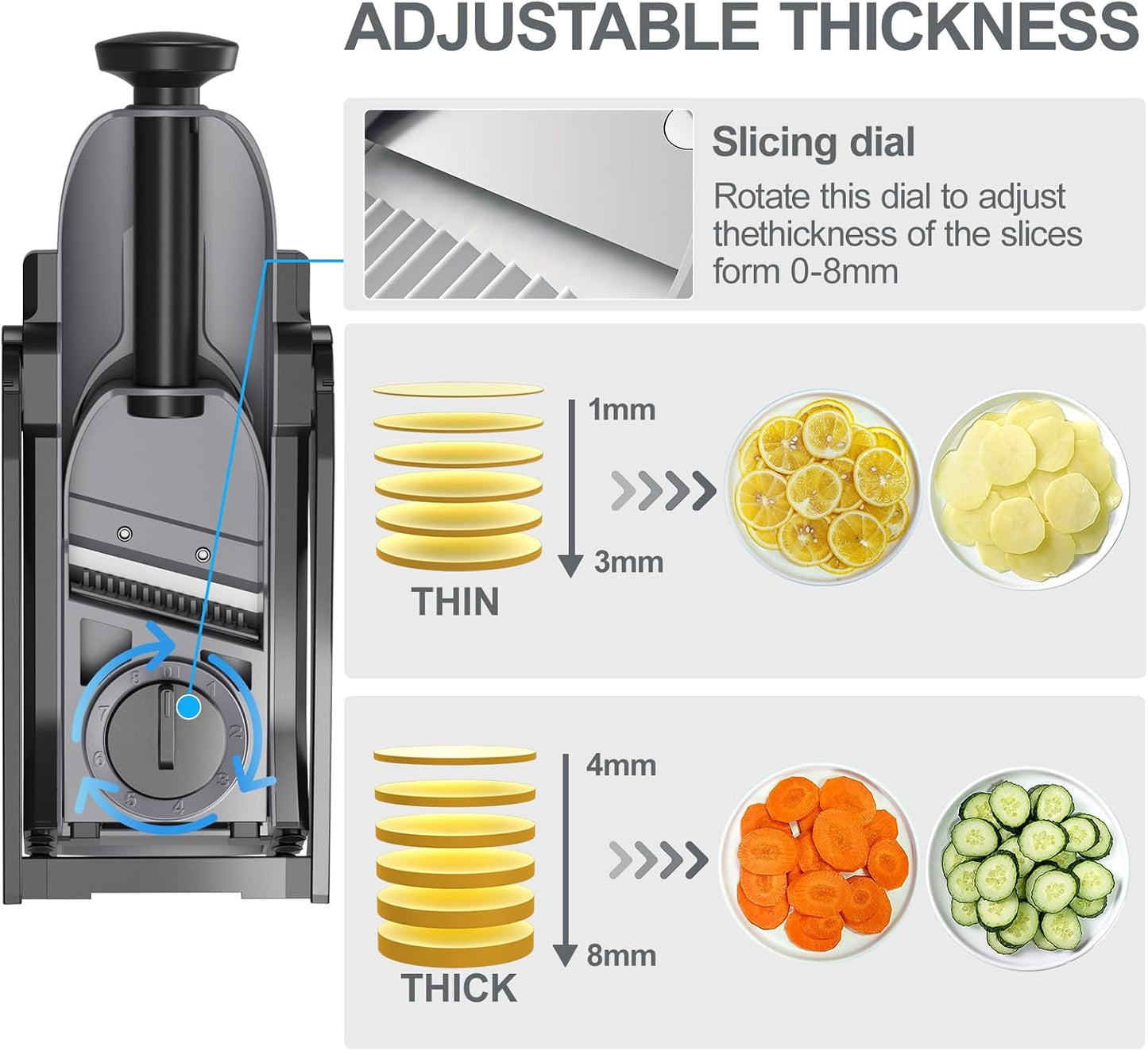 Safe Mandoline Slicer for Kitchen, Potato Slicer for Chips,Vegetable Cutter | Potato Slicer for Chips, 6 in 1 Vegetable slicer with Thickness Adjuster, Faster Kitchen Slicer for Meal Prep (Only Slice)