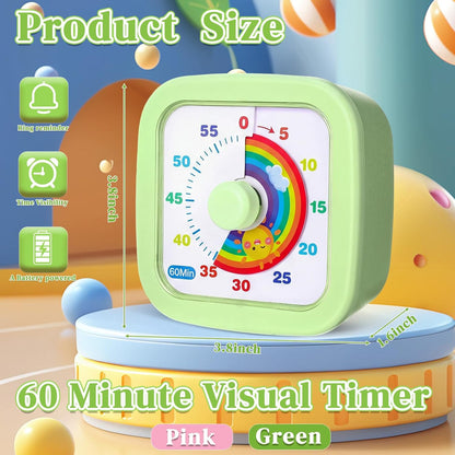 AmazingSpark 2 Pack Visual Timer 60 Minute Countdown Timer Colored Countdown Clock for Homeschool Supplies Study Tool, Classroom Home Office Time Management Tool (Classic,Blue,Green)