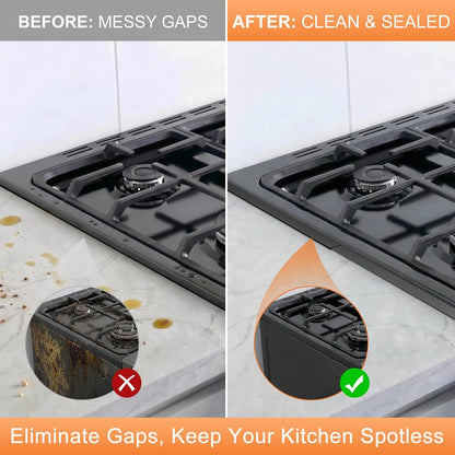 Lomesion Stove Gap Covers, 2 Pack Retractable Stainless Steel Gap Filler, Heat Resistant & Easy Clean, Adjustable 13.8-27.5 in, Fits 2-20 mm Gaps, 0.79 in Wide, Black Brushed Finish