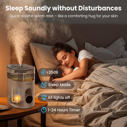 Humidifiers for Bedroom Large Room -GloryAir 6L Cool & Warm Mist Humidifier