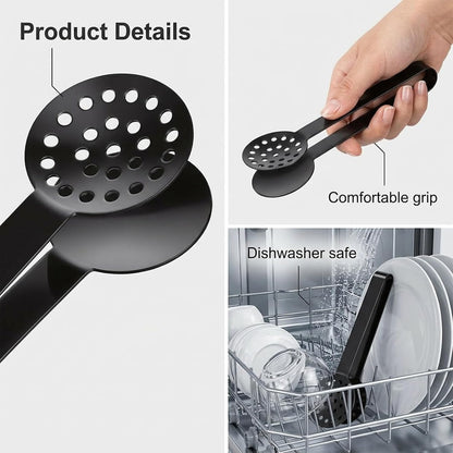 Black Tea Bag Squeezer Tongs, Stainless Steel Teabag Strainer Dispenser Tea Filter Spoon Clamp Dispenser Accessories for Gripping Teabags Ice Sugar Lemon Slice