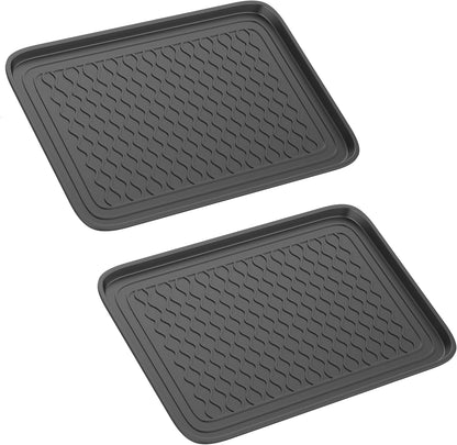 Stalwart All-Weather Outdoor or Indoor Boot Tray, Black | Weather-Resistant Hard Plastic Shoe Mat with Raised Edge for Deck, Patio, or Entryway Decor