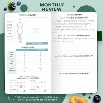 Clever Fox Wellness Planner & Food Journal for Weight Loss, A5 Orange | 5.8"x8.3" nutrition & exercise tracker for women tracking meals, diet & symptom diary, calorie counter notebook, stickers