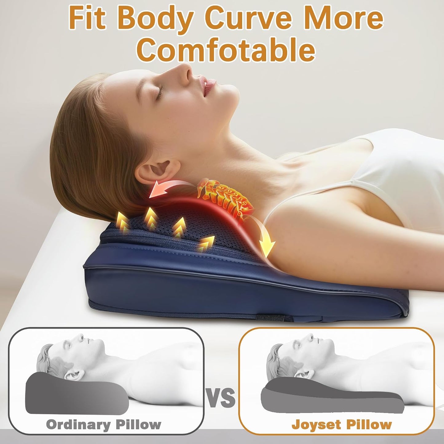 Joyset Back Massager with Heat, Shiatsu Chair Cushion for Lower Back | Upper & Lower Back 2-Level Heat, 16 Nodes Bidirectional Deep Kneading, Removable Washable Cover, Universal Fit for Mom, Dad