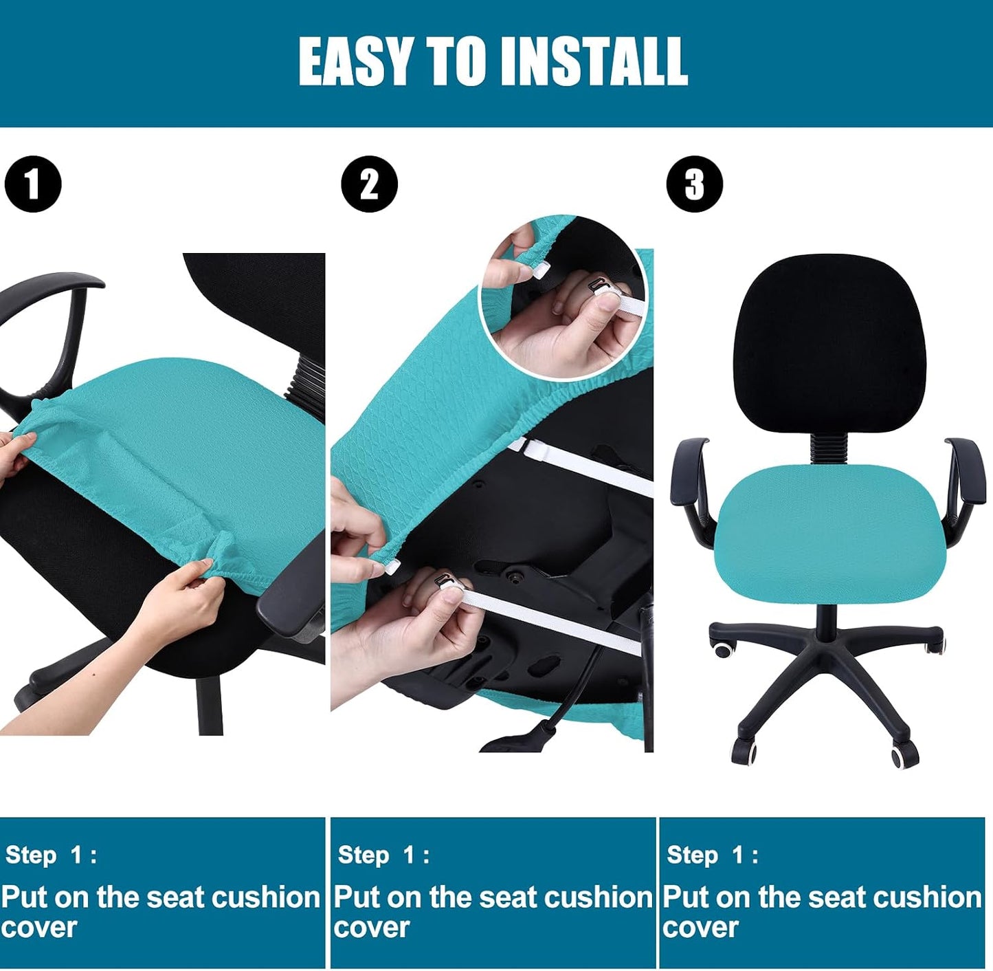Smiry Office Computer Chair Armrest Covers, 2PCs Anti-dust Arm Rest Pad | Removable Washable Desk Chair Arm Pad Covers, Grey