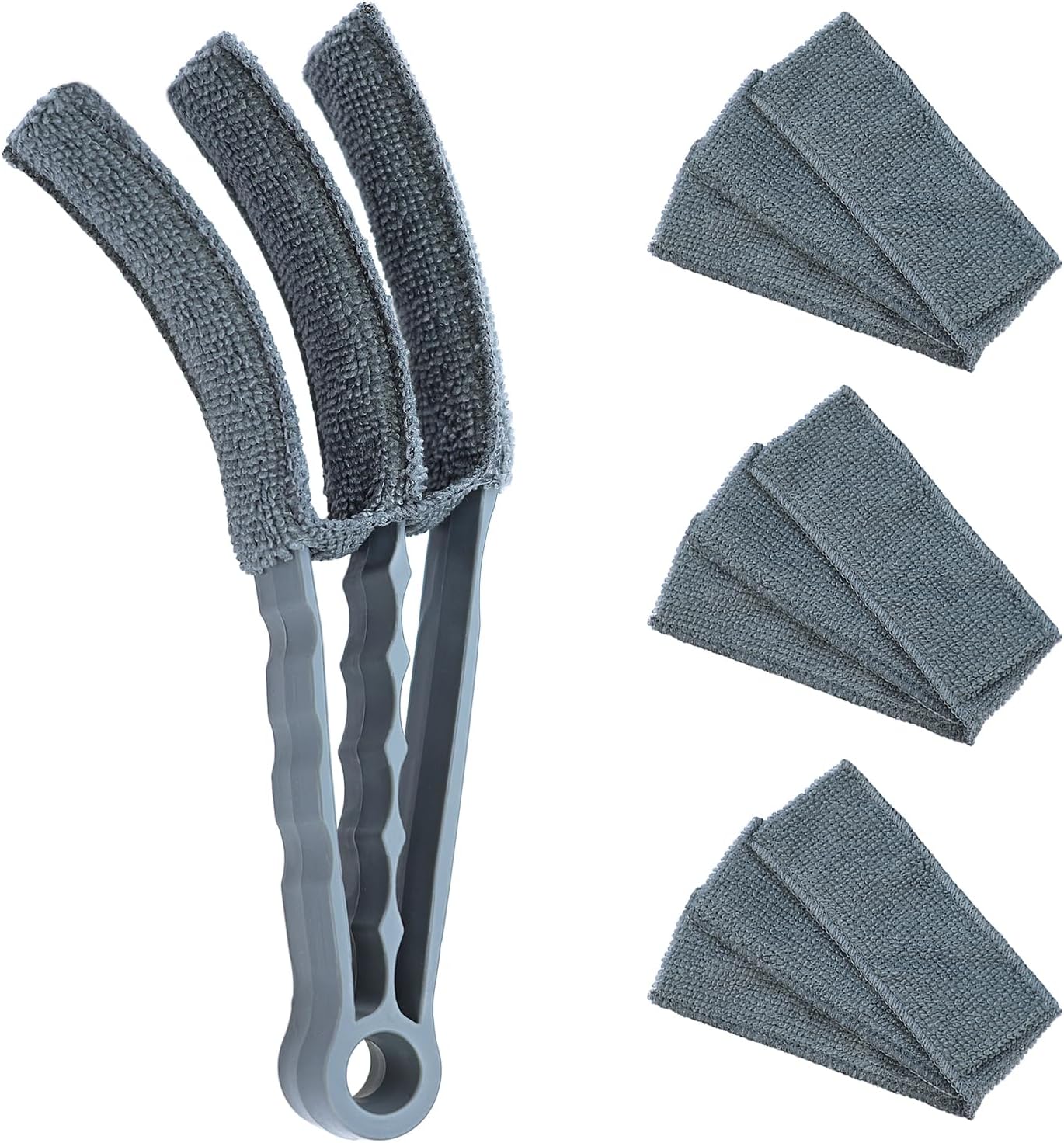 Window Blind Cleaner Duster Brush, 1 Brush with 4 Upgraded Microfiber Sleeves, Washable and Reusable, Blind Cleaner Tools for Window Blinds, Air Conditioner, Jalousie (Grey)