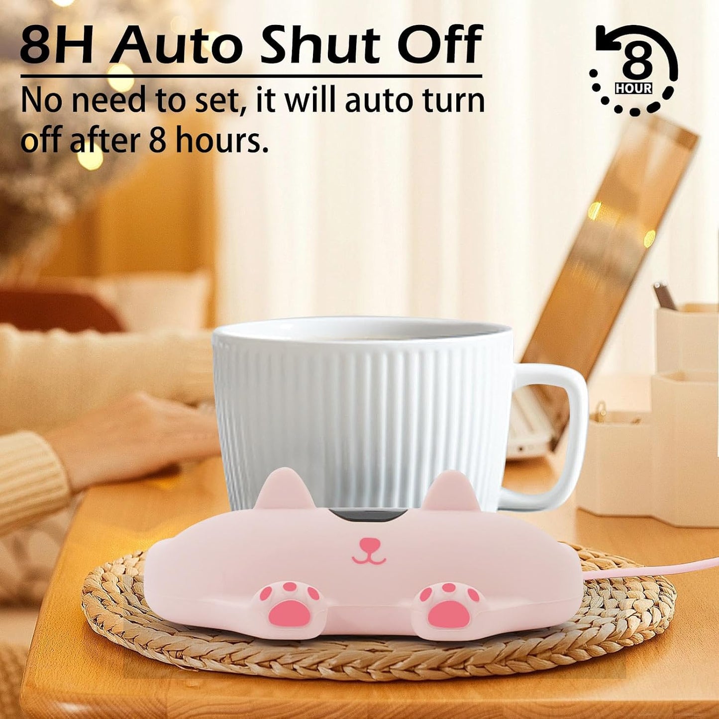 PUSEE Mug Warmer,Coffee Warmer for Desk Candle Warmer Auto Shut Off,Coffee Cup Warmer with 3 Temp Settings,Electric Beverage Warmer Plate for Coffee,Tea,Water Milk and Cocoa(Not Include Cup)
