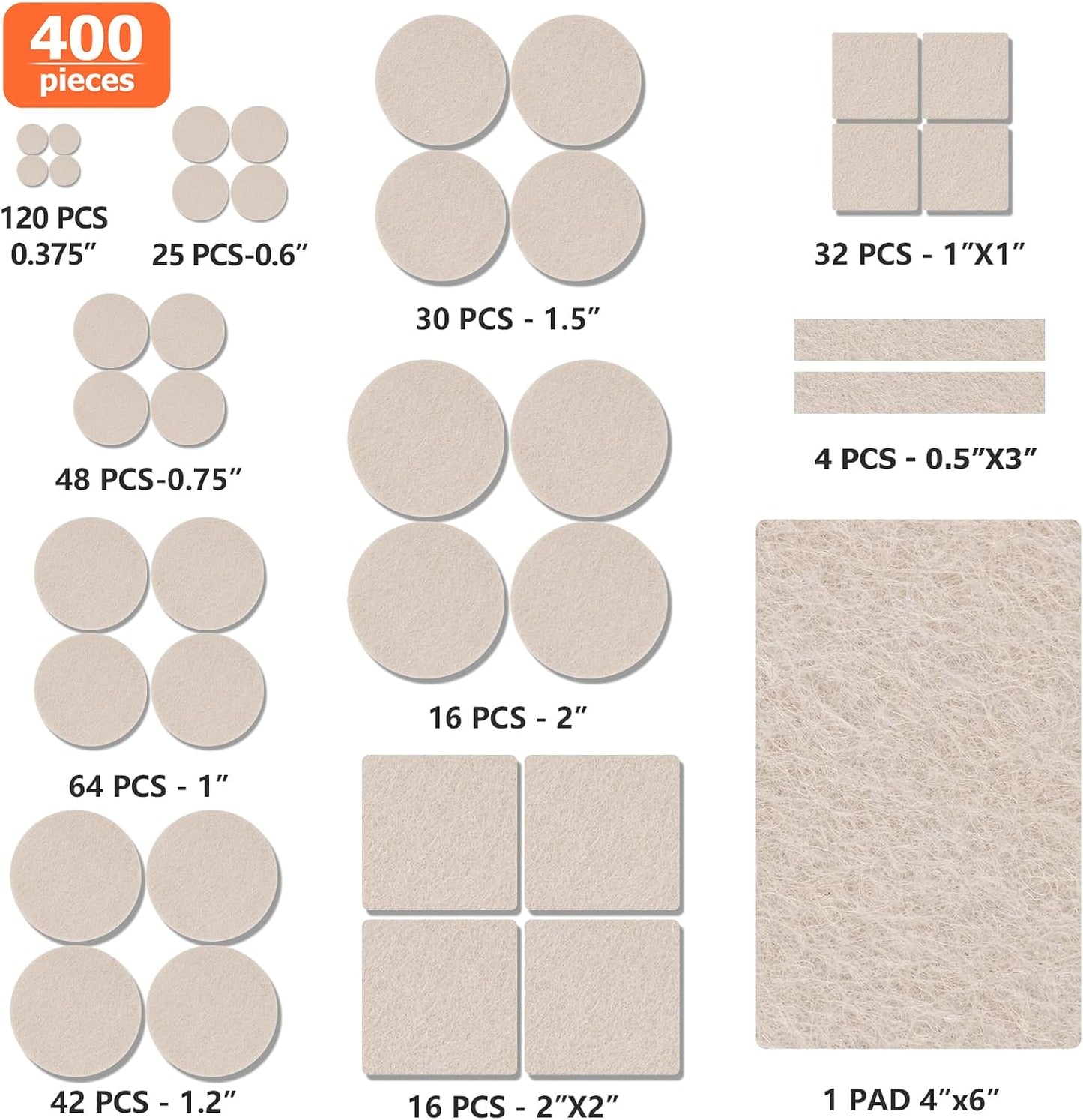 Felt Furniture Pads 300 Pieces, Furniture Pads for Hardwood Floors Black | Self-adhesive felt pads prevent scratches and noise, ideal for chair legs, suitable for hardwood floors and indoor furniture